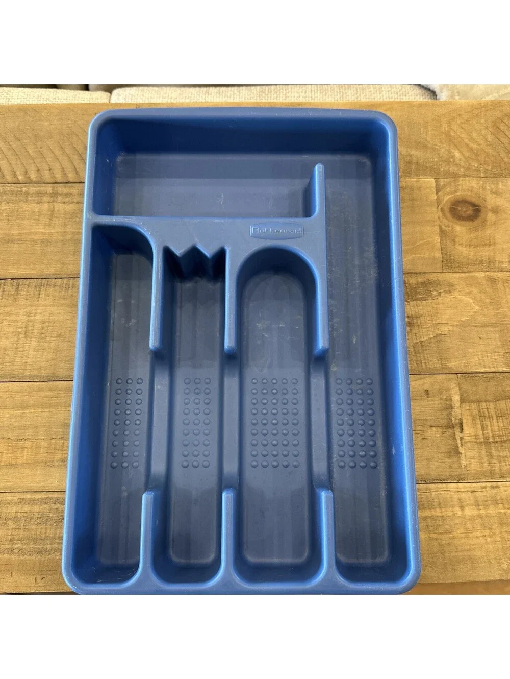 Vintage Rubbermaid Silverware Flatware Kitchen Utensil Tray Blue 5 Slot #2919